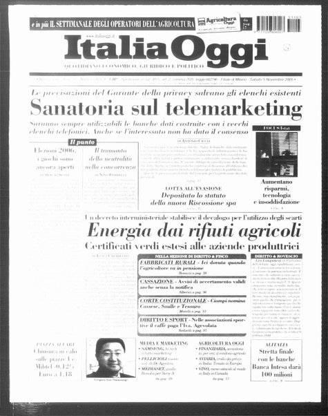 Italia oggi : quotidiano di economia finanza e politica